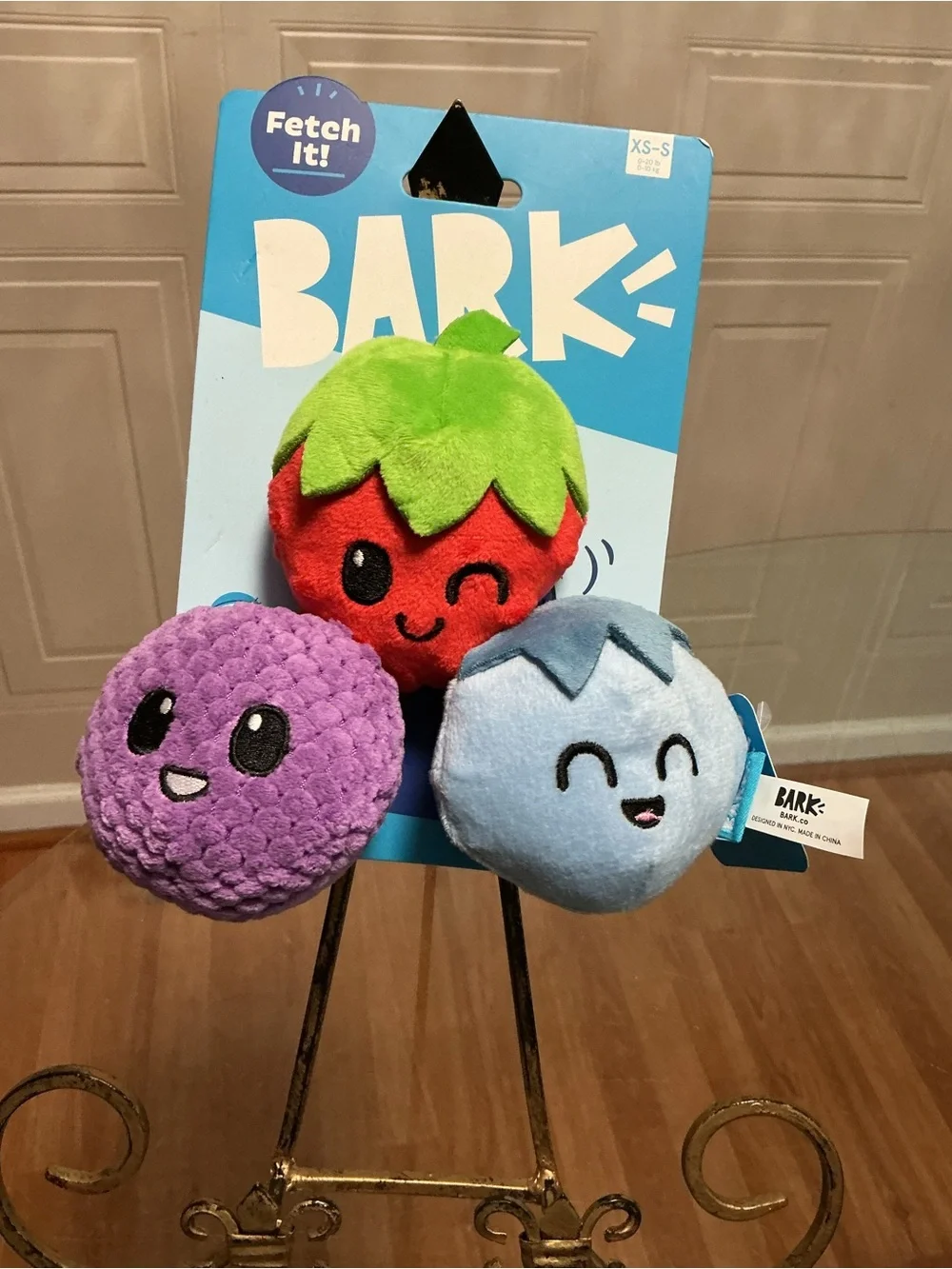 Bark Box Wild Berry Bunch Best Of Bark Plush Fetch 3 Piece S-M Dog Toy NWT